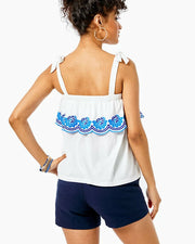 Lilly Pulitzer Benita Scalloped Blouse Tank Top