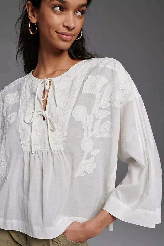 Anthropologie Catrina Embroidered Blouse Top S