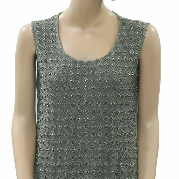 Chico's Beaded Shimmer Embroidered Tank Blouse Top S