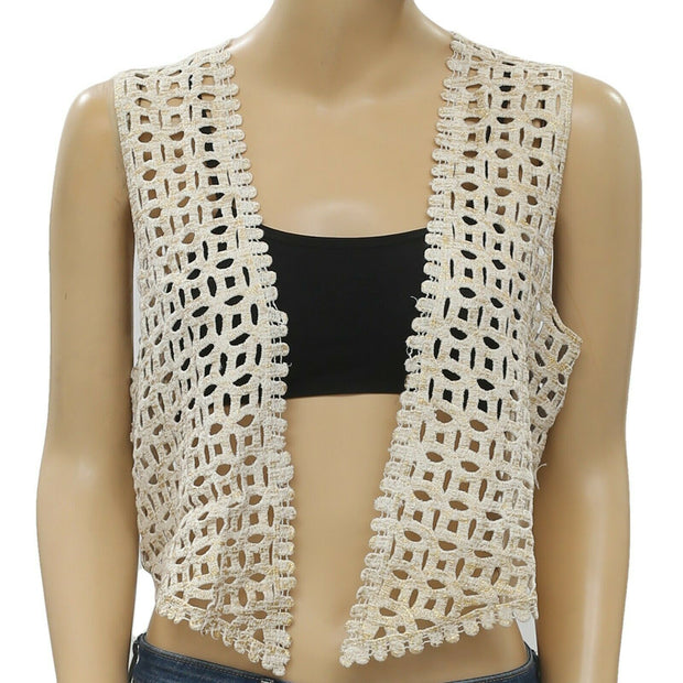 Chico's Crochet Shimmer Printed Shrug Coverup Top