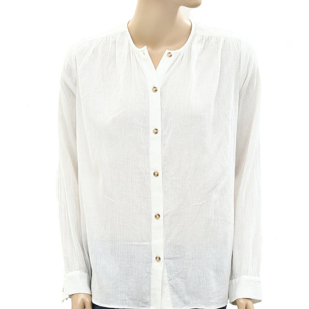 Des Petits Hauts Solid Buttondown Shirt Tunic Top S