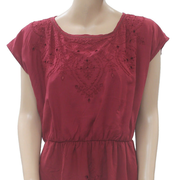 Pull And Bear Eyelet Embroidered Tunic Mini Dress M