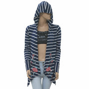 Caite Anthropologie Kiara Embroidered Striped Printed Cardigan XS