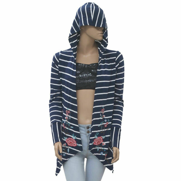 Caite Anthropologie Kiara Embroidered Striped Printed Cardigan XS