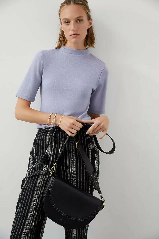 Maeve Anthropologie 小高领罗纹短款衬衫上衣