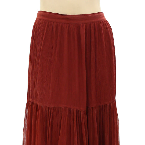 All Saints Gabi Solid Tiered Christmas Maxi Skirt M