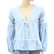 Ulla Johnson Dot Floral Embroidered Blouse Top XS