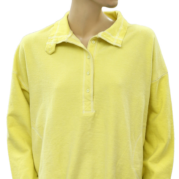 Out From Under Urban Outfitters Jacintha Reverse Henley Sweatshirt Top