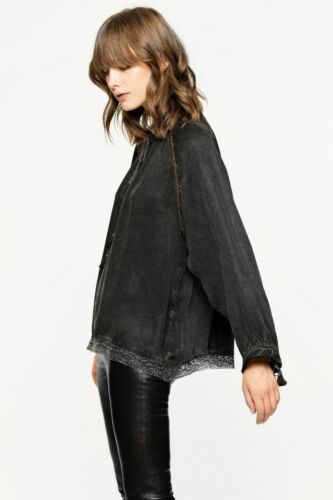 Zadig & Voltaire Theresa Lace Beaded Black Blouse Top