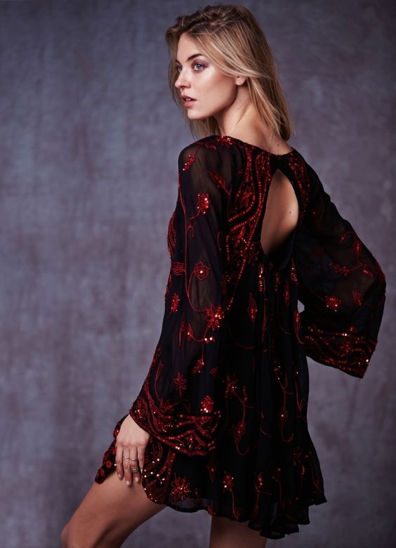 $350 Free People My Beloved Georgette Mini Dress