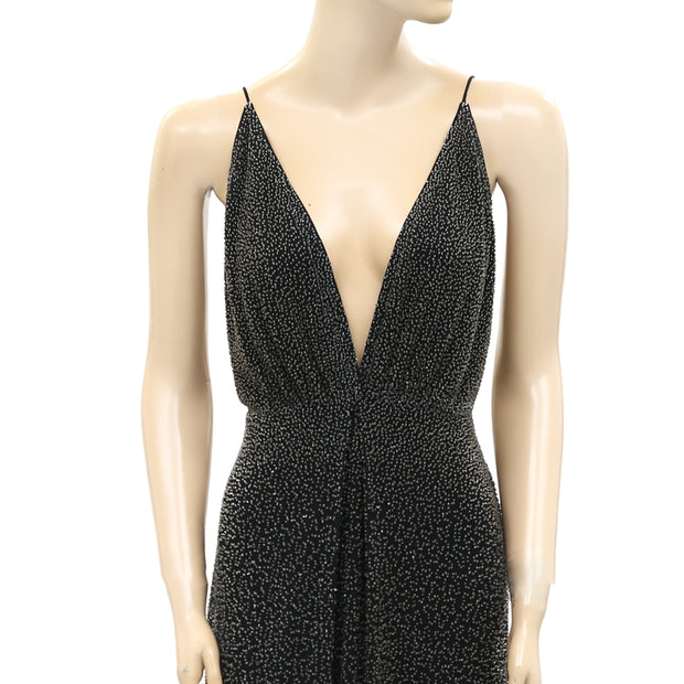 Mac Duggal Beaded Embellished Slip Gown Maxi Dress S