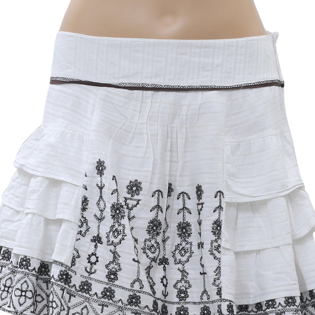 NEXT Floral Embroidered White Mini Skirt M