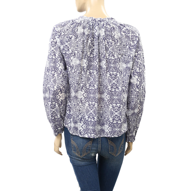 Berenice Eyelet Embroidered Floral Printed Blouse Top M38