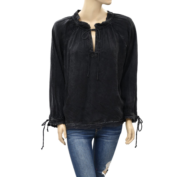 Zadig & Voltaire Theresa Beaded Black Blouse Top S