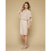 Monsoon Azalea Cape Gold Bead Embellished Nude Dress S