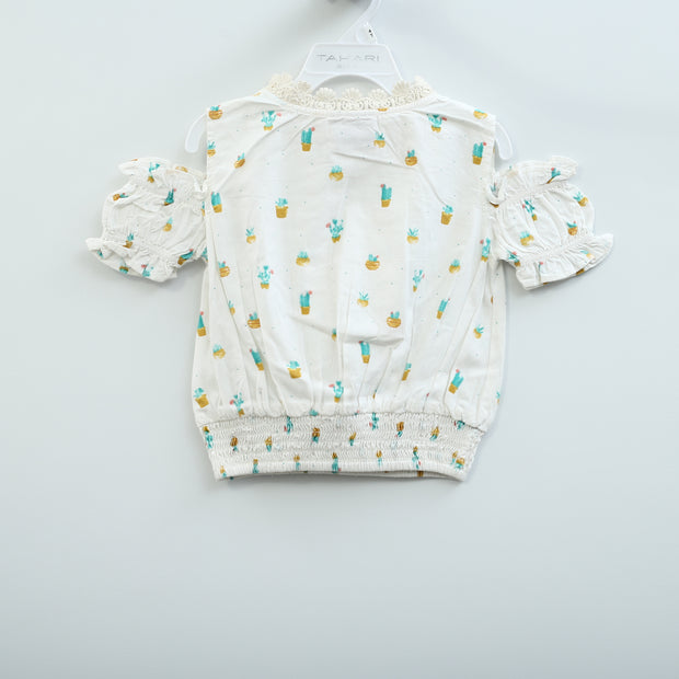 White Chocolate Kids Girls Cold Shoulder Top 5-6 Year