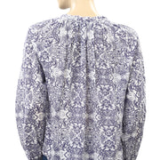 Berenice Eyelet Embroidered Floral Printed Blouse Top M38