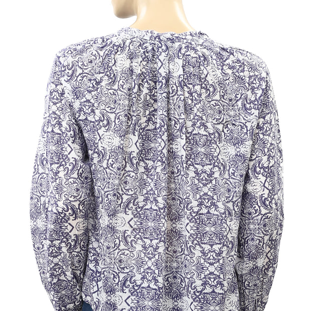 Berenice Eyelet Embroidered Floral Printed Blouse Top M38