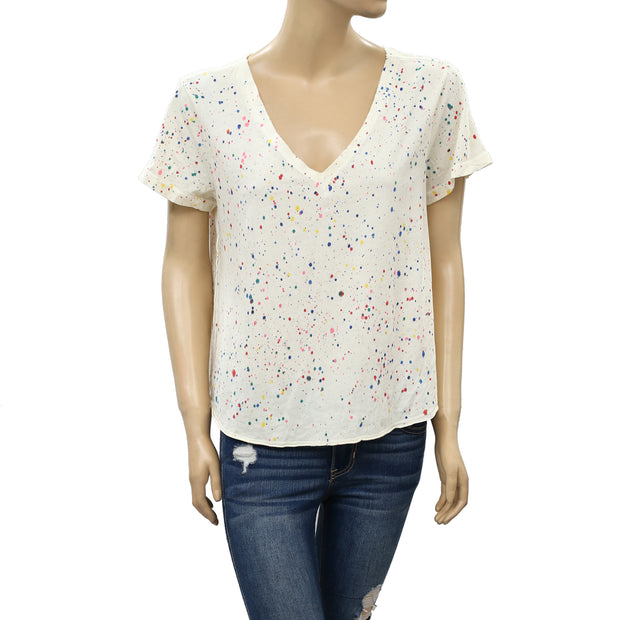 Pilcro And The Letterpress Anthropologie Zuly Paint-Splattered Tee Top