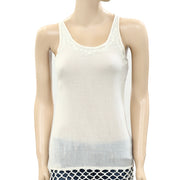 Mes Demoiselles Embroidered Fringes Ivory Tunic Top XS