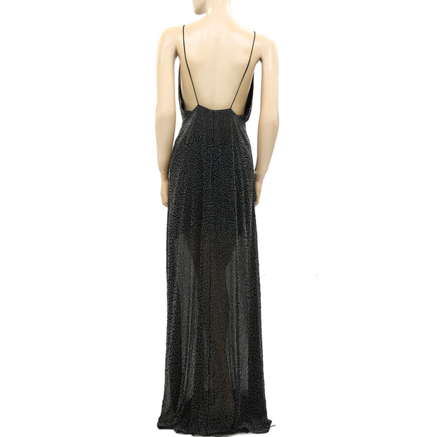Mac Duggal Beaded Embellished Slip Gown Maxi Dress S