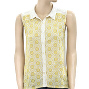 Lucky Brand Vivianne Embroidered Eyelet Blouse Shirt Top S