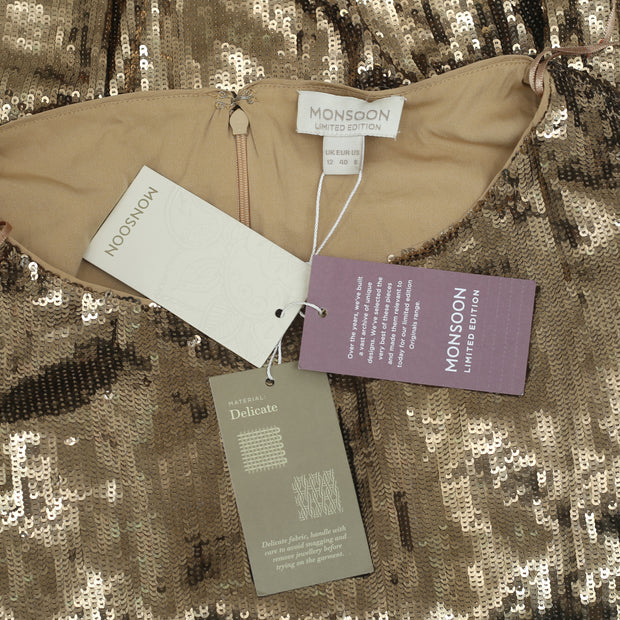 Monsoon Limited Edition Sheryl Sequin Gold Mini Dress