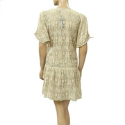 Isabel Marant Cafena Paille Shift Mesh Embroidered Mini Dress S