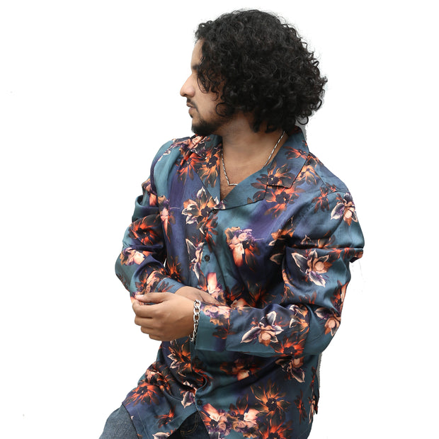 ASOS DESIGN Men's Tall Regular Revere Satin Shirt XL