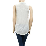 Lucky Brand Vivianne Embroidered Eyelet Blouse Shirt Top S