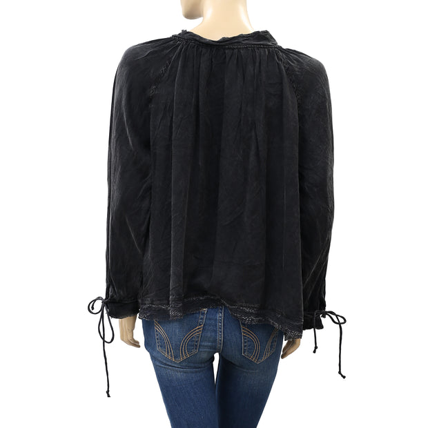 Zadig & Voltaire Theresa Beaded Black Blouse Top S