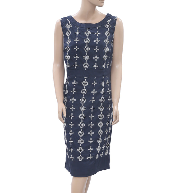 Monsoon Embroidered Navy Dress