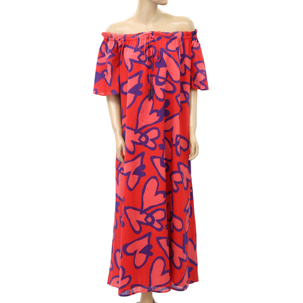 Farm Rio Anthropologie Amore Off The Shoulder Maxi Dress XS