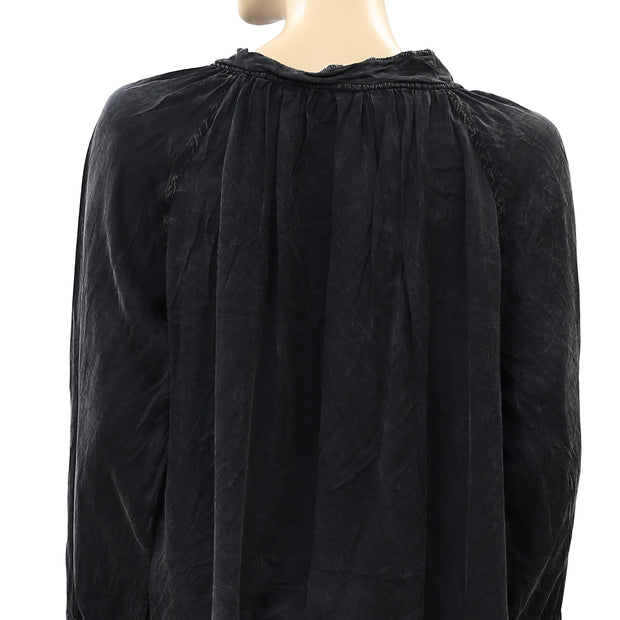 Zadig & Voltaire Theresa Beaded Black Blouse Top S