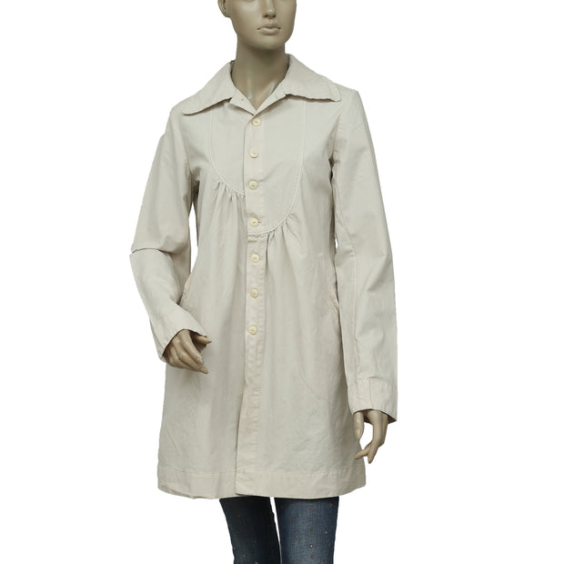 Ewa I Walla Lagenlook Vintage Buttondown Cream Tunic Top S