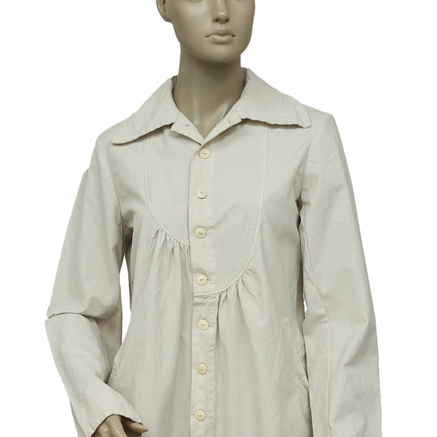 Ewa I Walla Lagenlook Vintage Buttondown Cream Tunic Top S