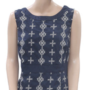 Monsoon Embroidered Navy Dress