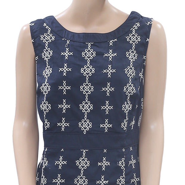 Monsoon Embroidered Navy Dress
