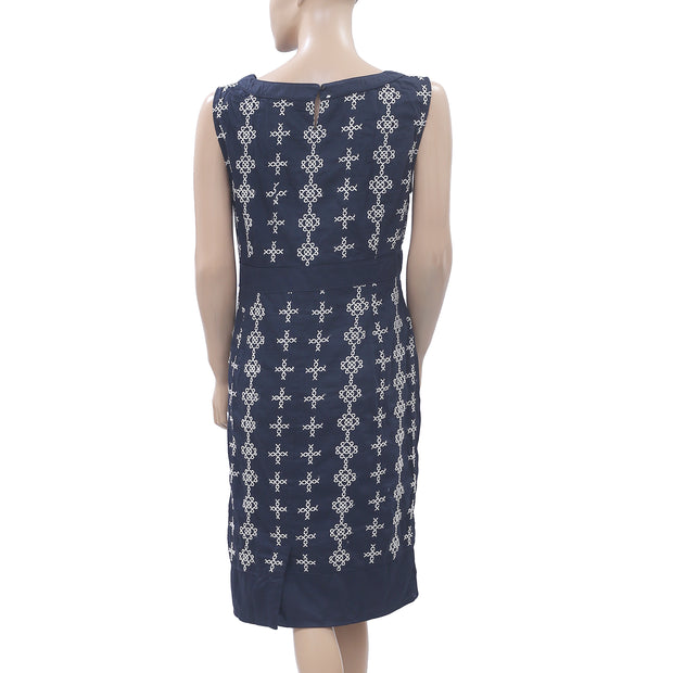 Monsoon Embroidered Navy Dress