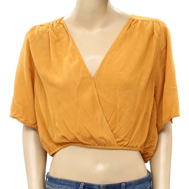 Urban Outfitters UO Kendra Surplice Cropped Blouse Top M