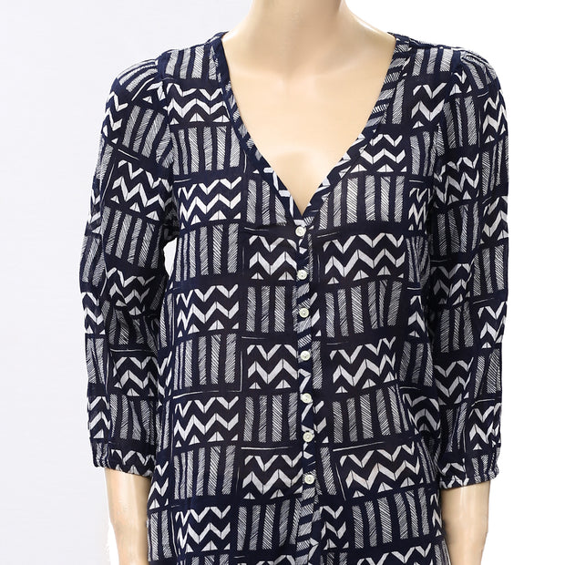 John Robshaw Lucky Brand 系扣印花衬衫上衣 S