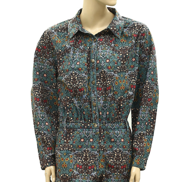 Ba&sh Floral Printed Coverall Jumpsuit Dress S1