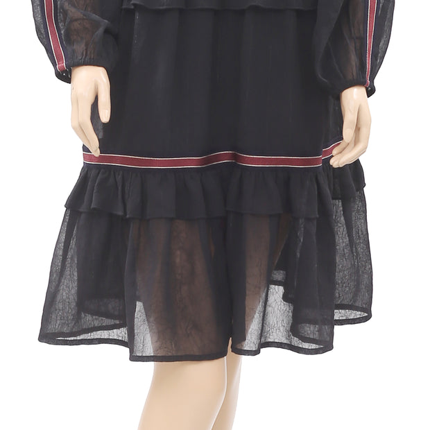 Concept Clothing Metallic Ruffle Tunic Mini Dress L