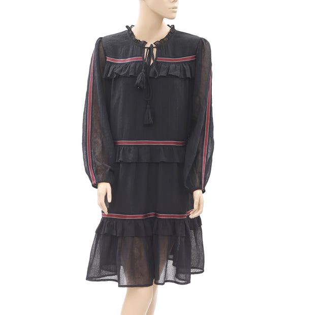 Concept Clothing Metallic Ruffle Tunic Mini Dress L
