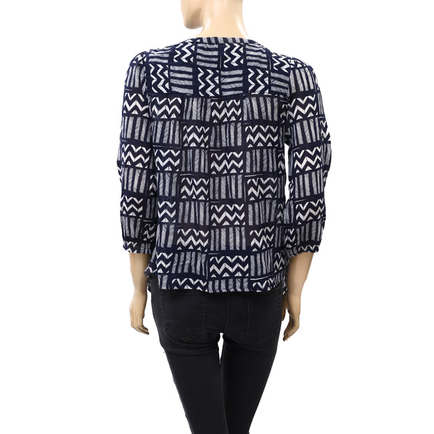 John Robshaw Lucky Brand 系扣印花衬衫上衣 S