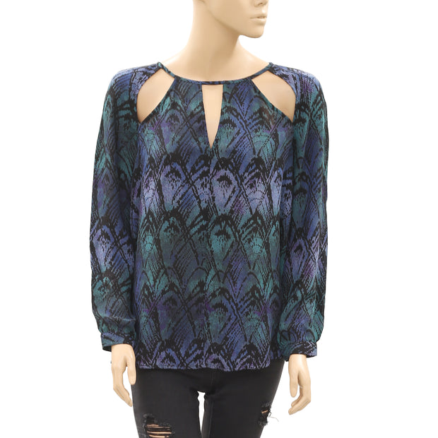 Ecote Urban Outfitters Printed Spliced Blouse Top