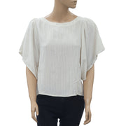Floreat Anthropologie Shimmer Striped Blouse Top S