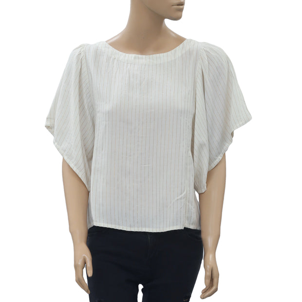 Floreat Anthropologie Shimmer Striped Blouse Top S
