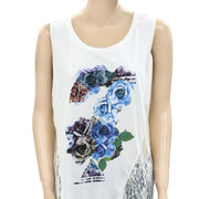 Guess Jeans Los Angeles Printed Stone Embellished Top M