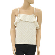 Leo & Sage Ruffle Beige Cami Blouse Top S